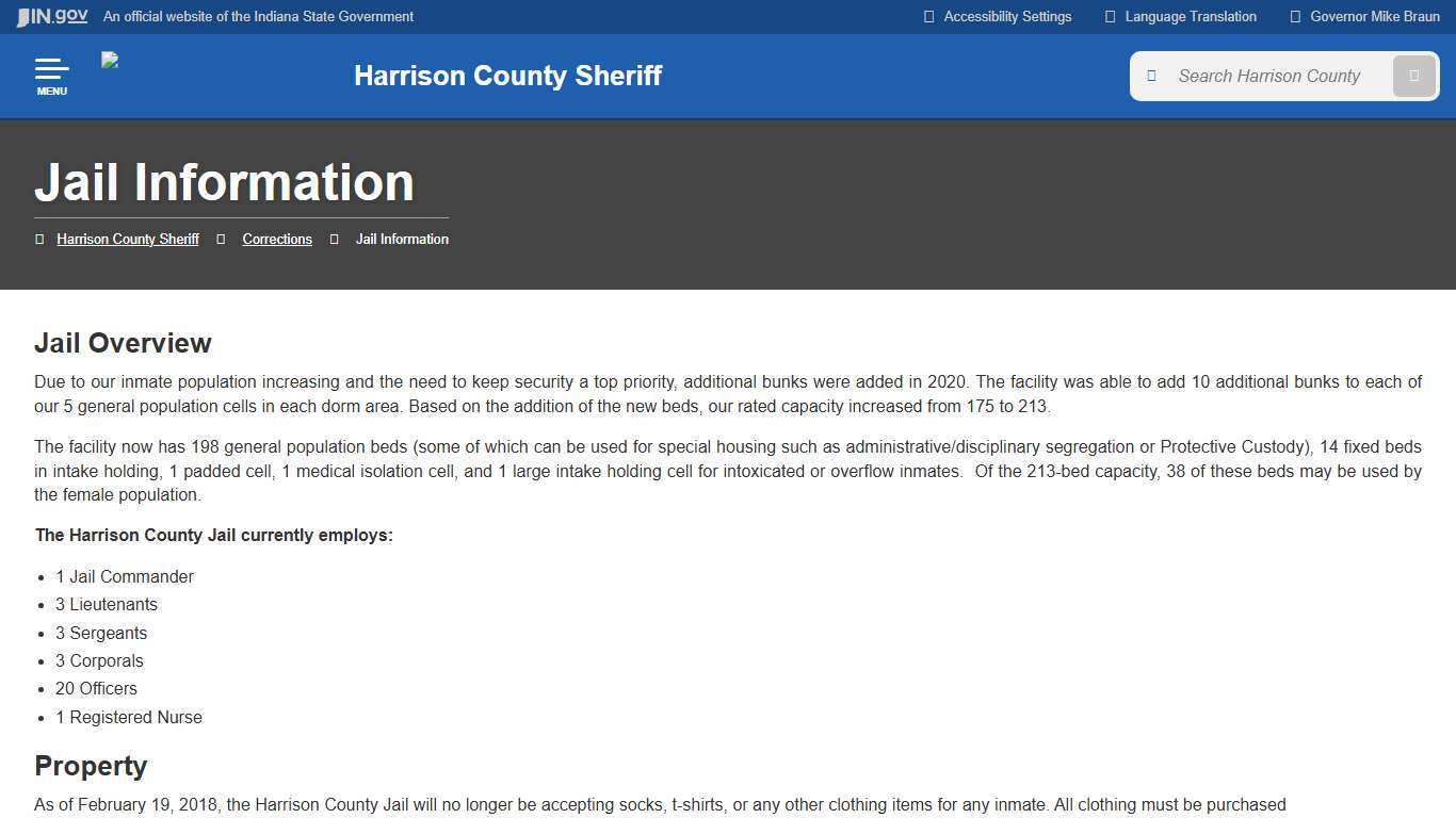 Harrison County Sheriff: Jail Information